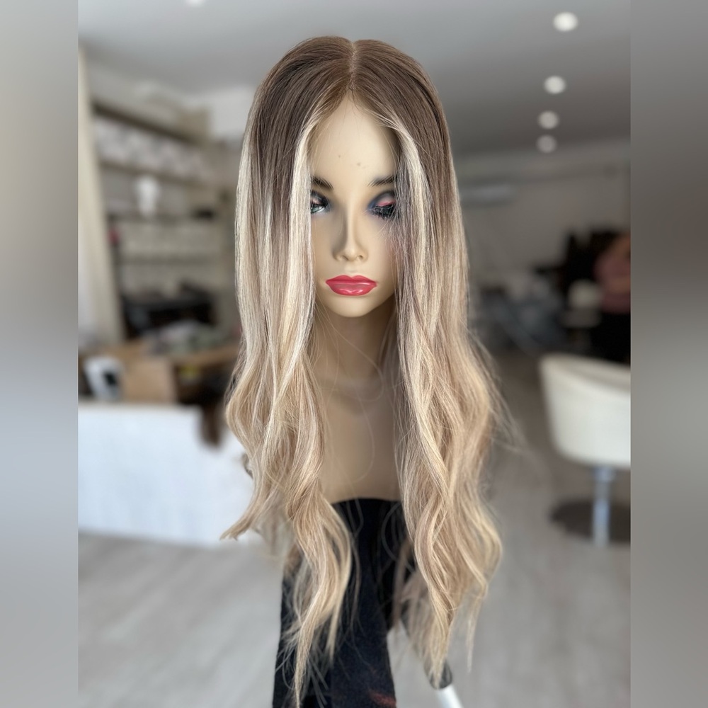 Highline 7x8 custom blonde closed lace 24 inch topper
